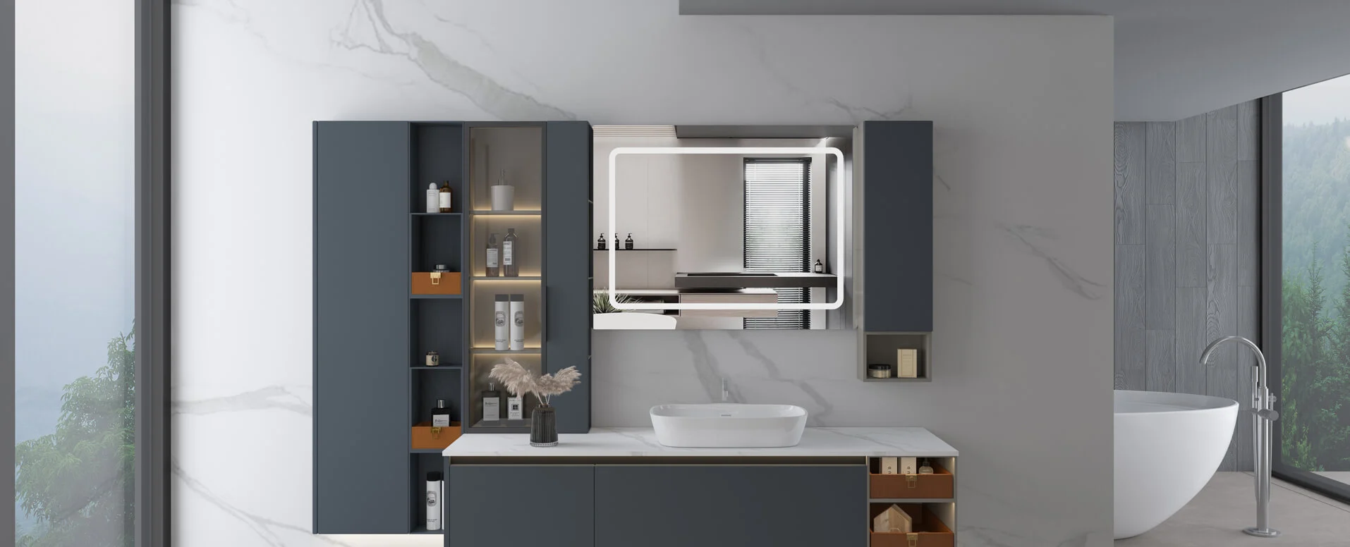 Какой материал лучше всего подходит для современных шкафов для ванной комнаты?